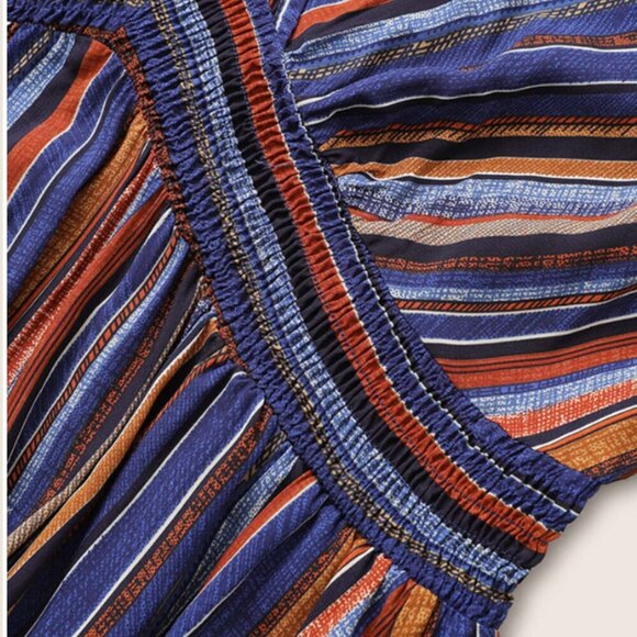 BloomChic Striped Contrast Dolman Sleeve Shirred Pocket Split Flutter Dress 6XL - Picture 4 of 5